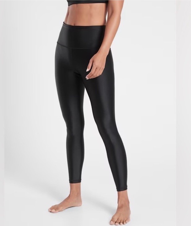 Athleta Leggings Elation Shine Black Tight High Waist Large L Athleta Leggings Elation Shine Black Tight High Waist Large L