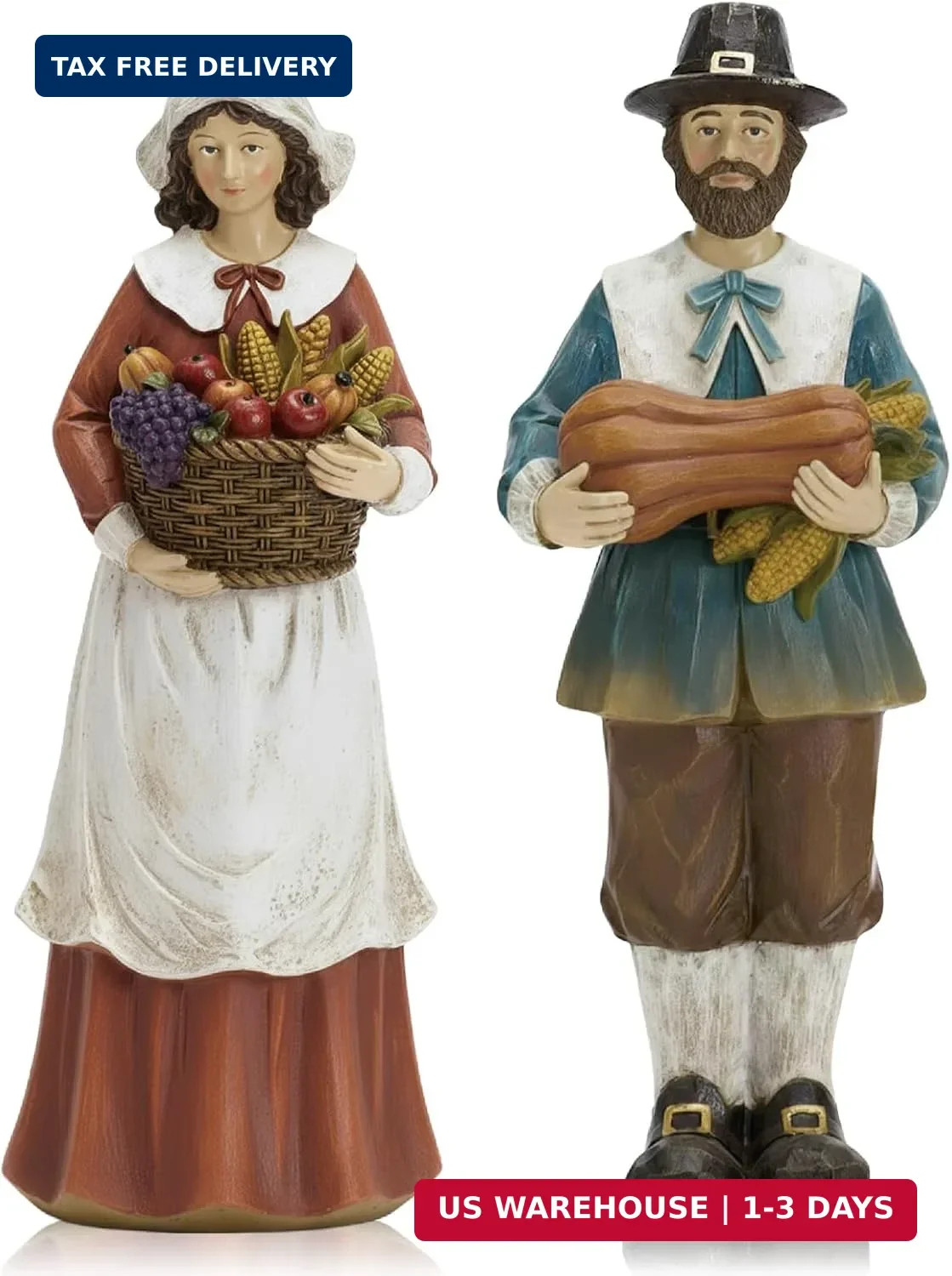 Thanksgiving Fall Harvest Pilgrim Couple Figurine Statue Table Centerpiece Decor Thanksgiving Fall Harvest Pilgrim Couple Figurine Statue Table Centerpiece Decor