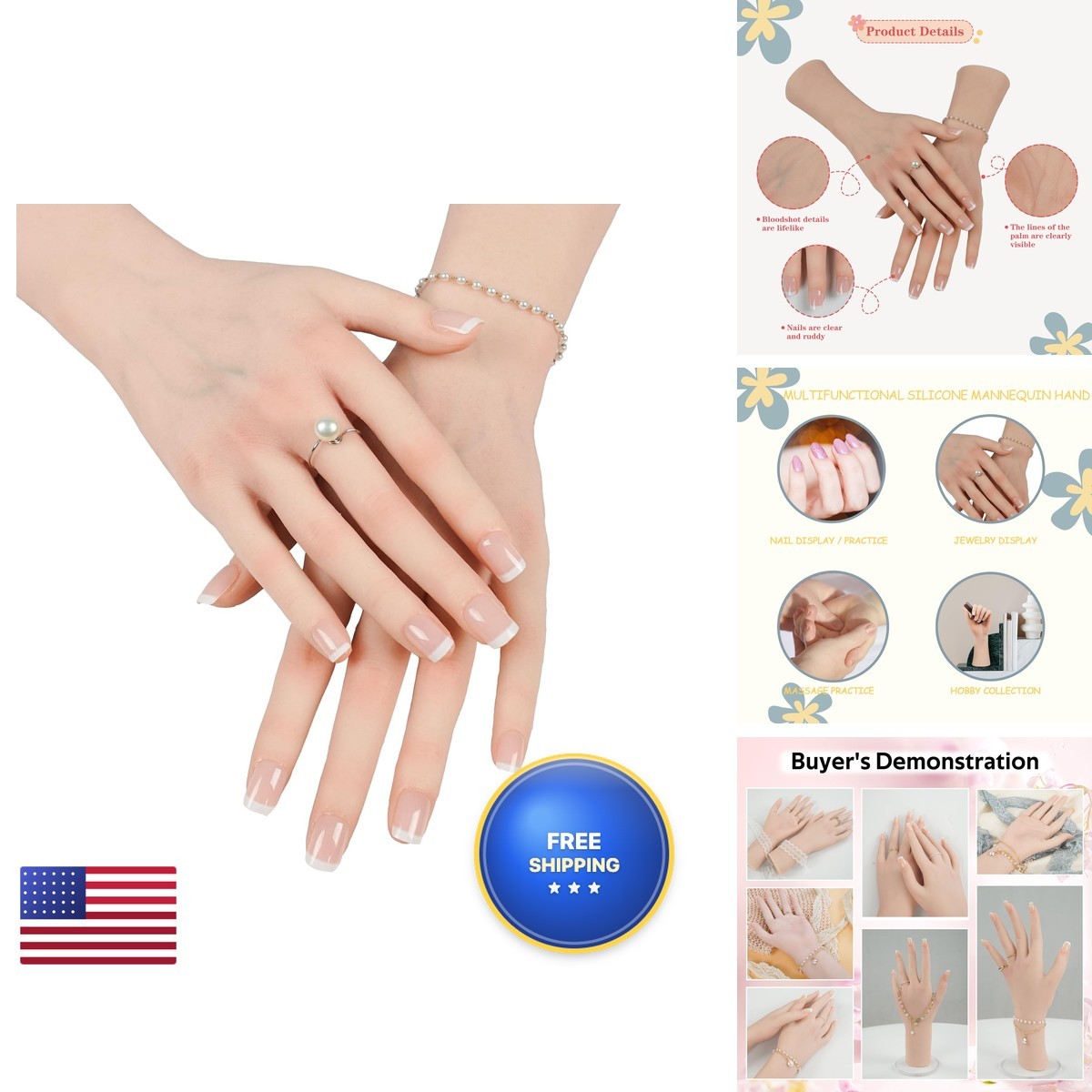 CUAIBB Realistic Silicone Mannequin Hand Female Brown Right Hand Only