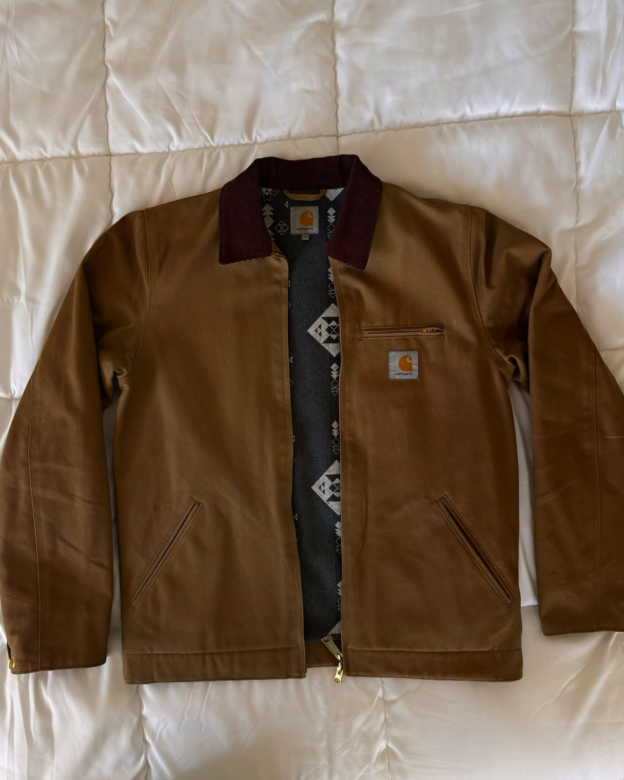 Carhartt WIP OG Detroit Jacket Hamilton Brown Southwestern Aztec Lined - Small Carhartt WIP OG Detroit Jacket Hamilton Brown Southwestern Aztec Lined - Small