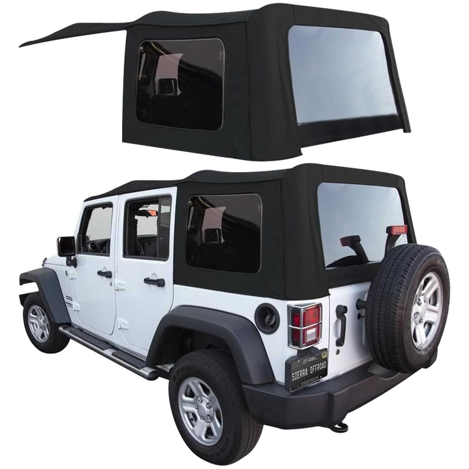 Jeep Wrangler 4 DR JK Soft Top, 2010-2017, Tinted Windows, Black Sailcloth