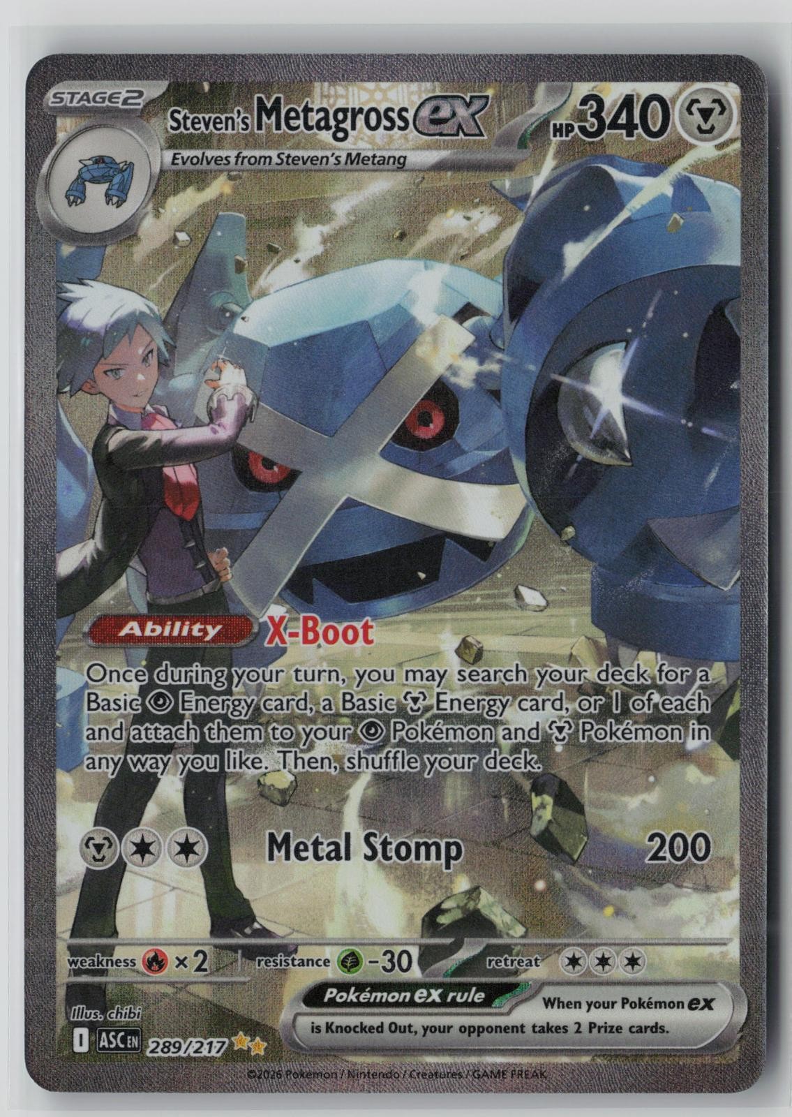 Steven's Metagross ex 289/217 Ascended Heroes Holo NM/M D37 Steven's Metagross ex 289/217 Ascended Heroes Holo NM/M D37