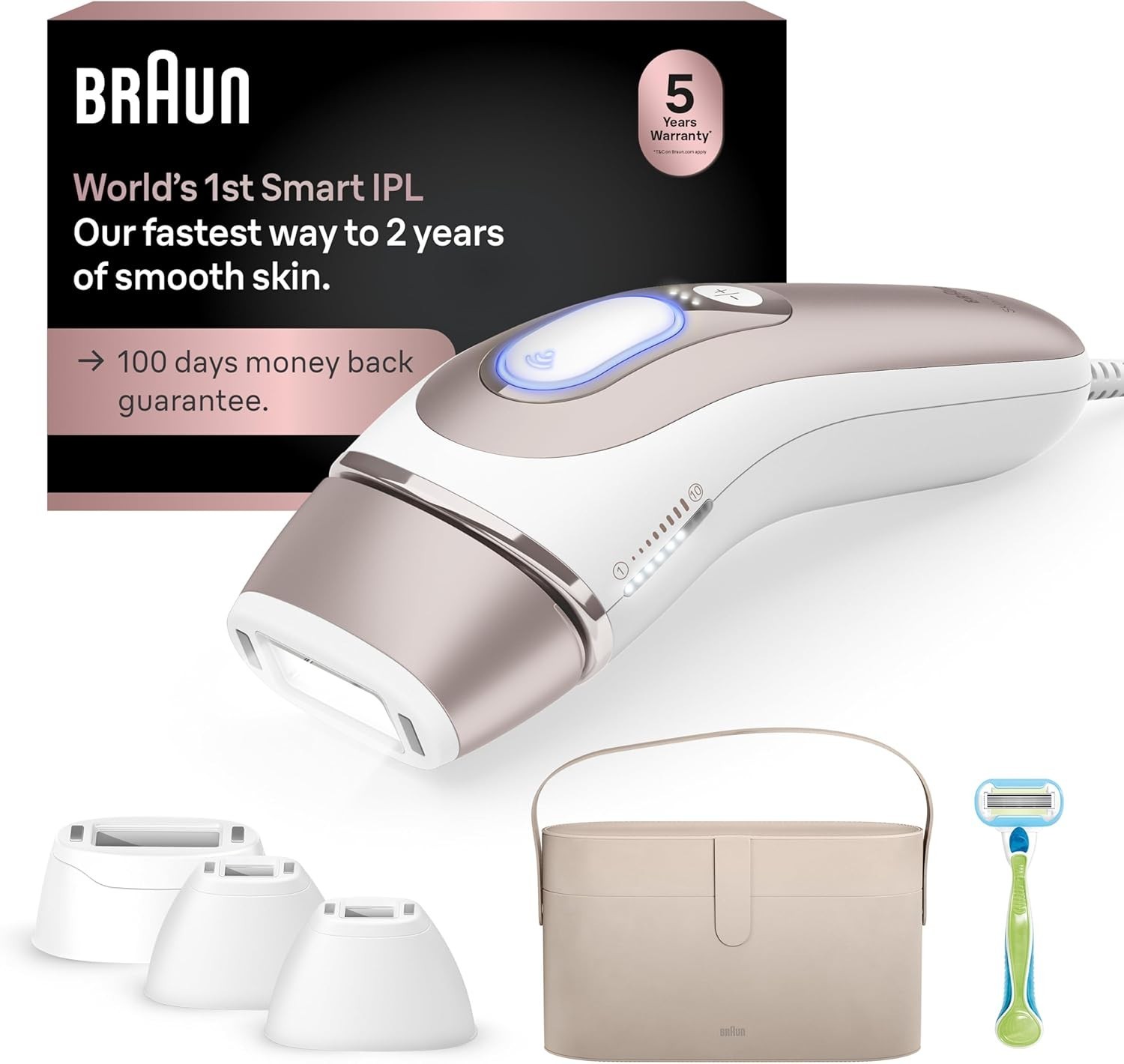 Braun - IPL Skin i·Expert PL7384 Home Hair - Includes Vanity Case, 4 Smart Heads