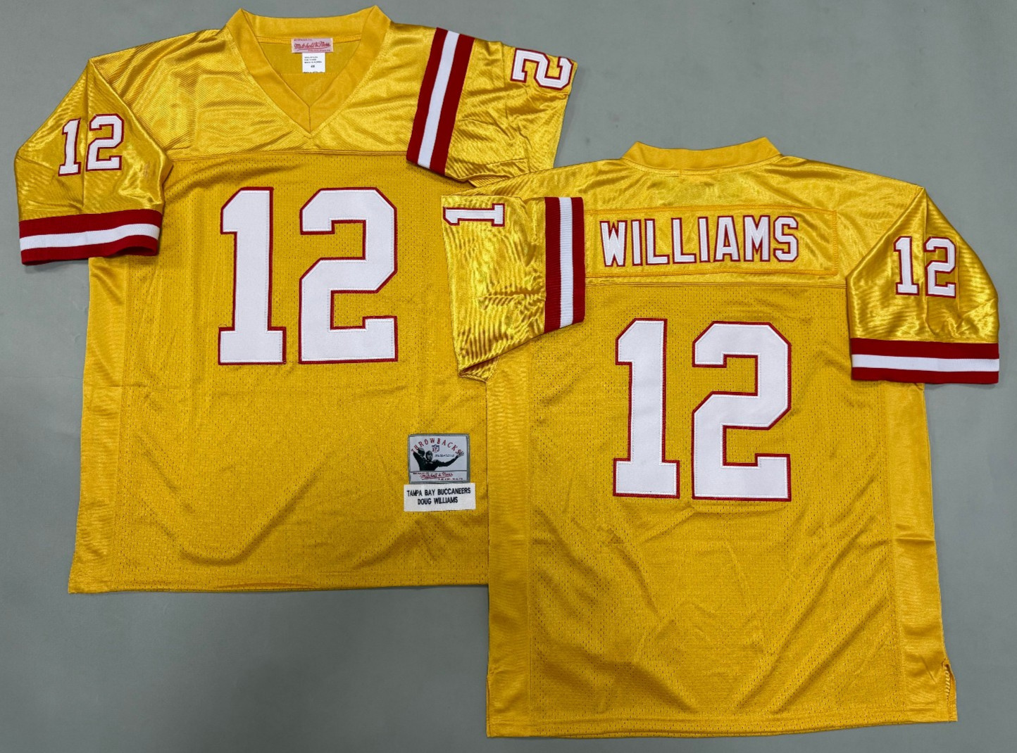 Vintage Doug Williams #12 Buccaneers Throwback Yellow Jersey.