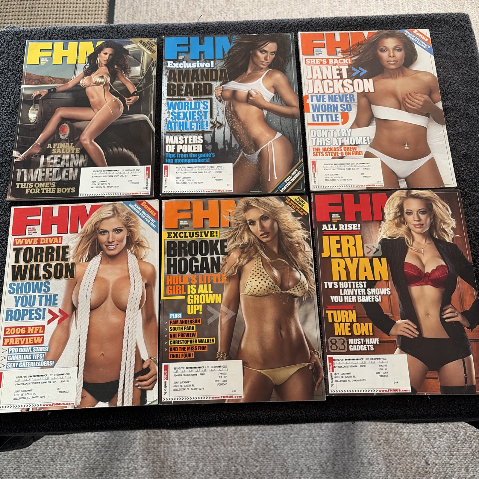 Lot Of 6 FHM Magazine Leeann Tweeden, Tori Wilson, Jeri Ryan, Janet Jackson Lot Of 6 FHM Magazine Leeann Tweeden, Tori Wilson, Jeri Ryan, Janet Jackson