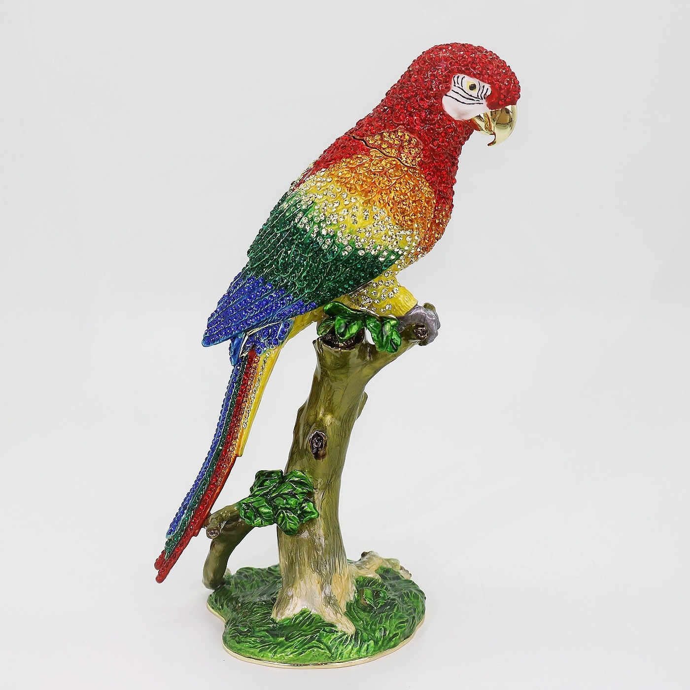 SHINNYGIFTS Enamel Rhinestone Parrot Figurine Trinket Box Collectible Statue SHINNYGIFTS Enamel Rhinestone Parrot Figurine Trinket Box Collectible Statue