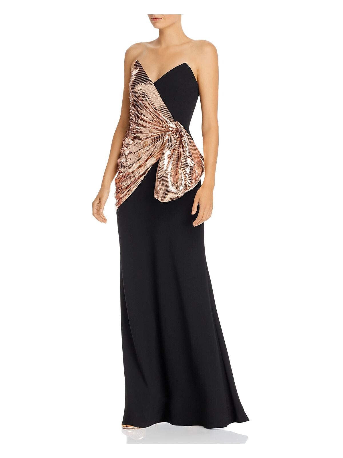 Jill Jill Stuart Women\'s Strapless Sequin & Crepe Bow Front Gown Pink Size 6