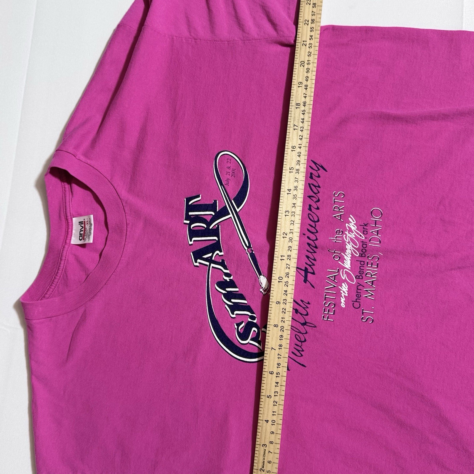 Anvil Graphic Tee, VTG 2001\', Single Stitch, 100% Cotton, Pink, Female, XL Anvil Graphic Tee, VTG 2001\', Single Stitch, 100% Cotton, Pink, Female, XL