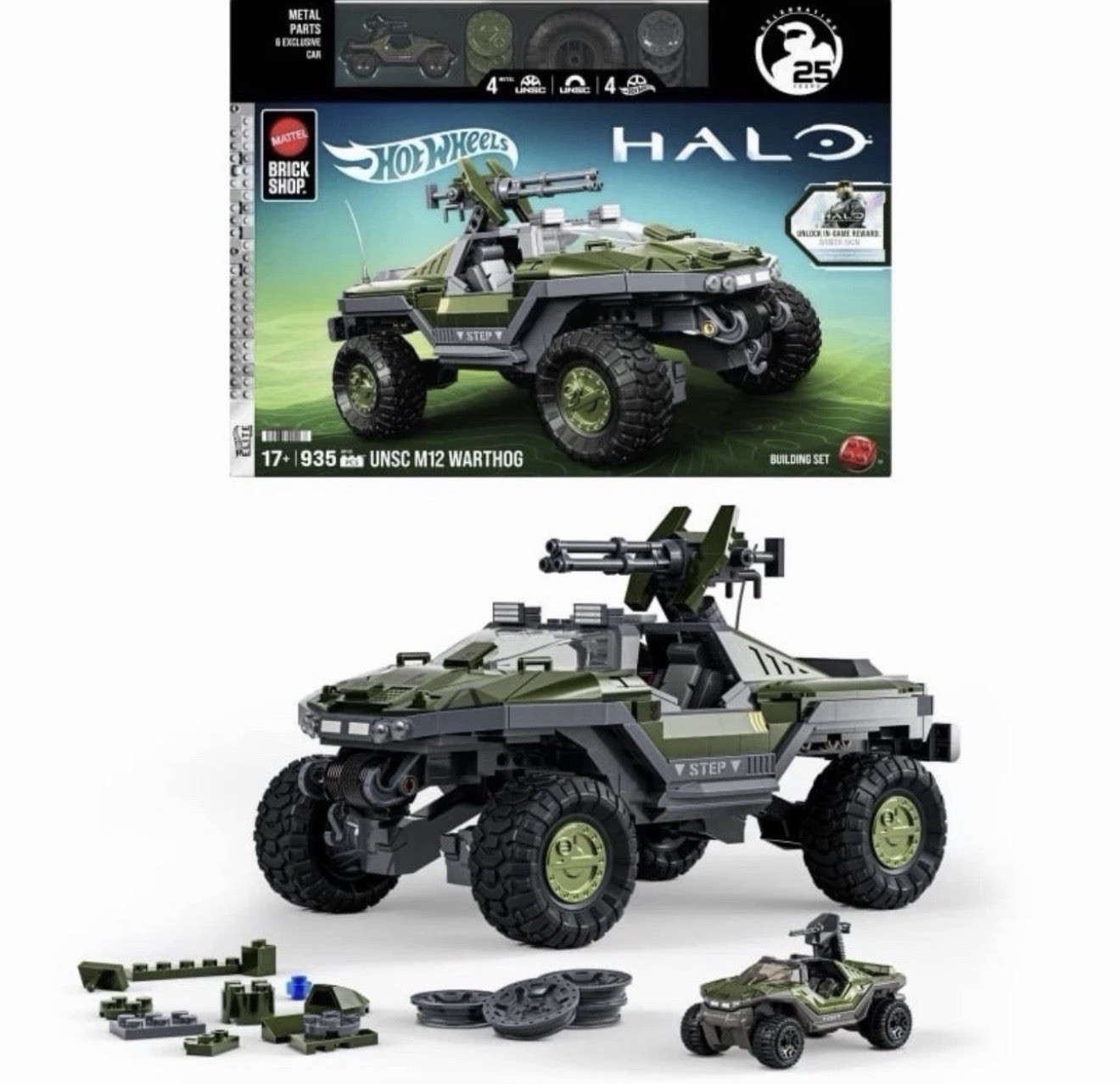 Mattel Brick Shop Hot Wheels Halo UNSC M12 Warthog Building Set