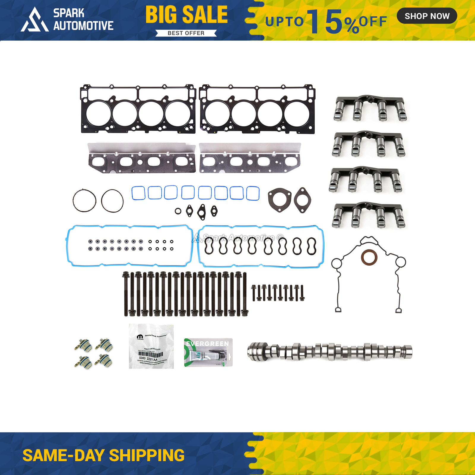 Complete NON MDS Lifters Camshaft  Kit for 09-16 Chrysler Dodge Jeep 5.7L Hemi