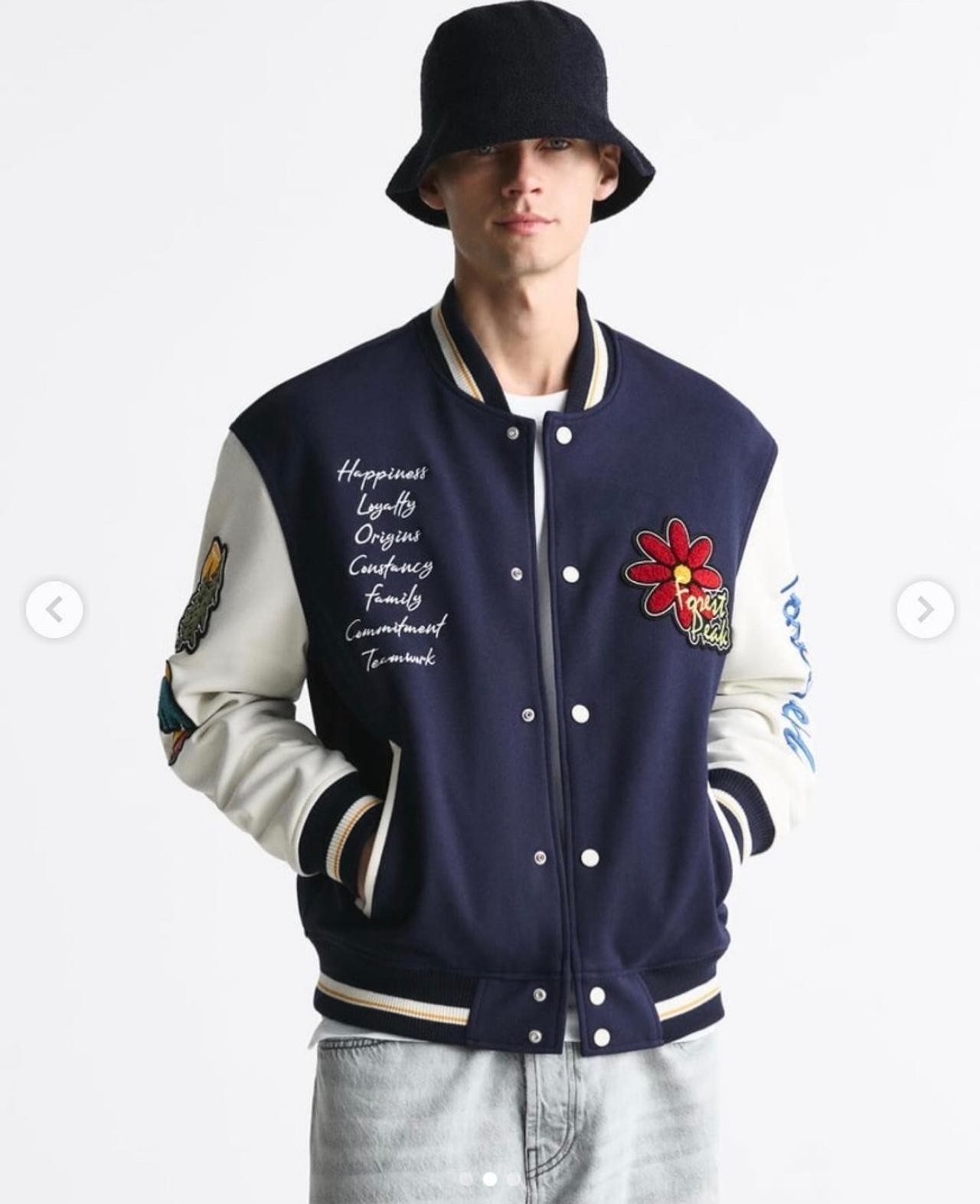 Zara Forest Peak Varsity Jacket 
