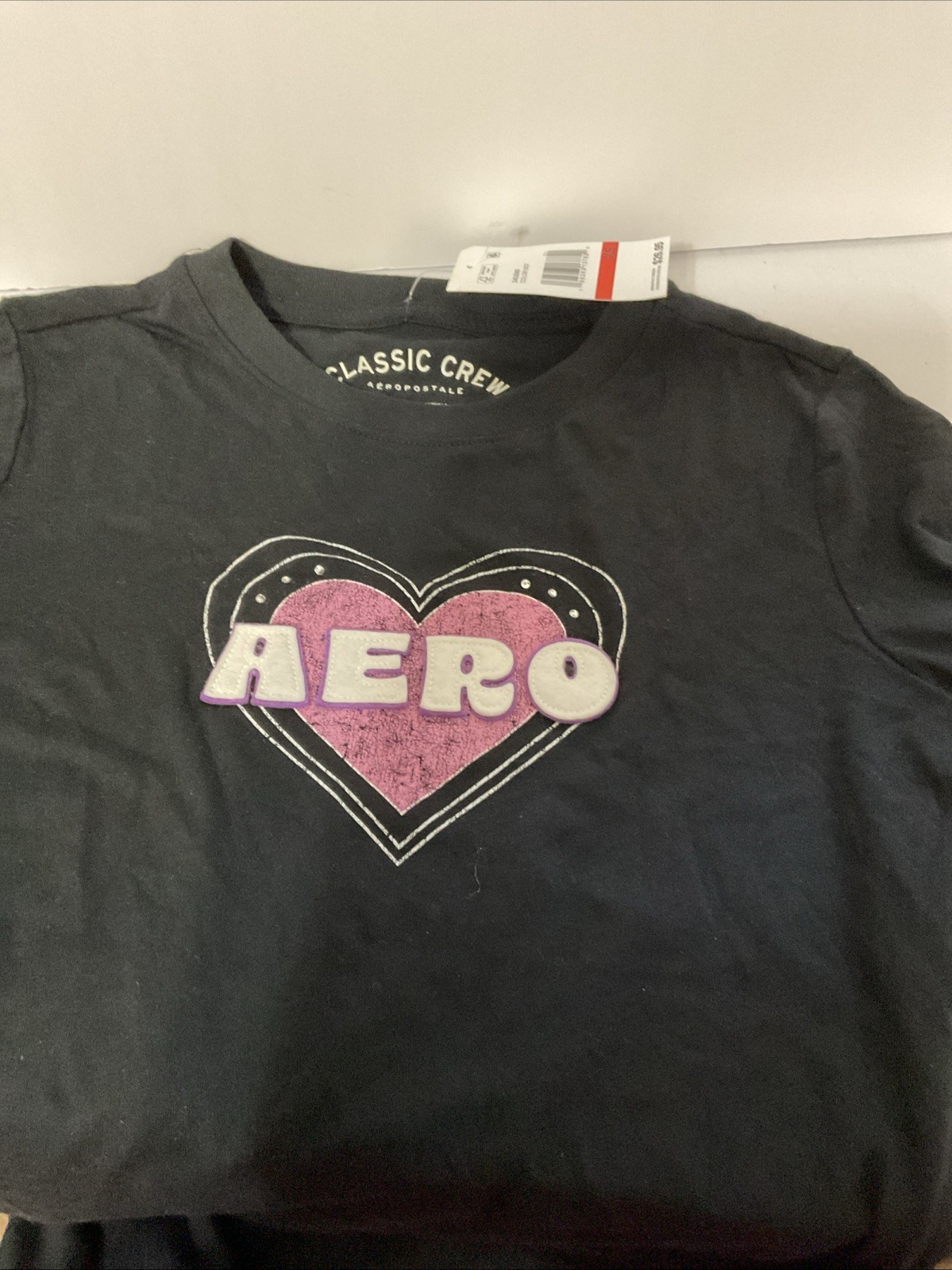 Aeropostale Graphic Tee Womens XS Navy New Heart Logo Classic Crew T-Shirt NWT
