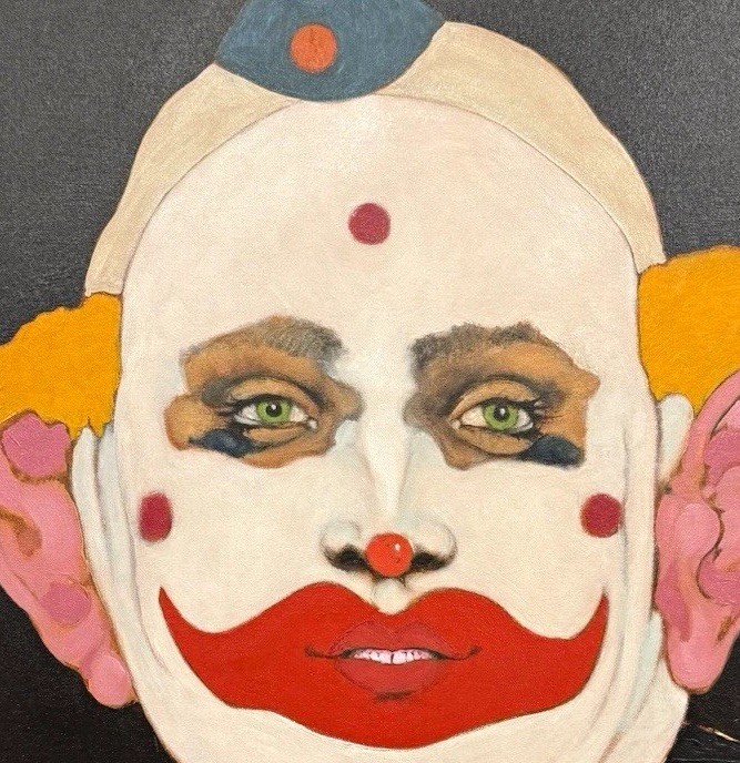 Ramon Santiago Original Oil on Canvas Clown Portrait Signed 1998 Framed Ramon Santiago Original Oil on Canvas Clown Portrait Signed 1998 Framed