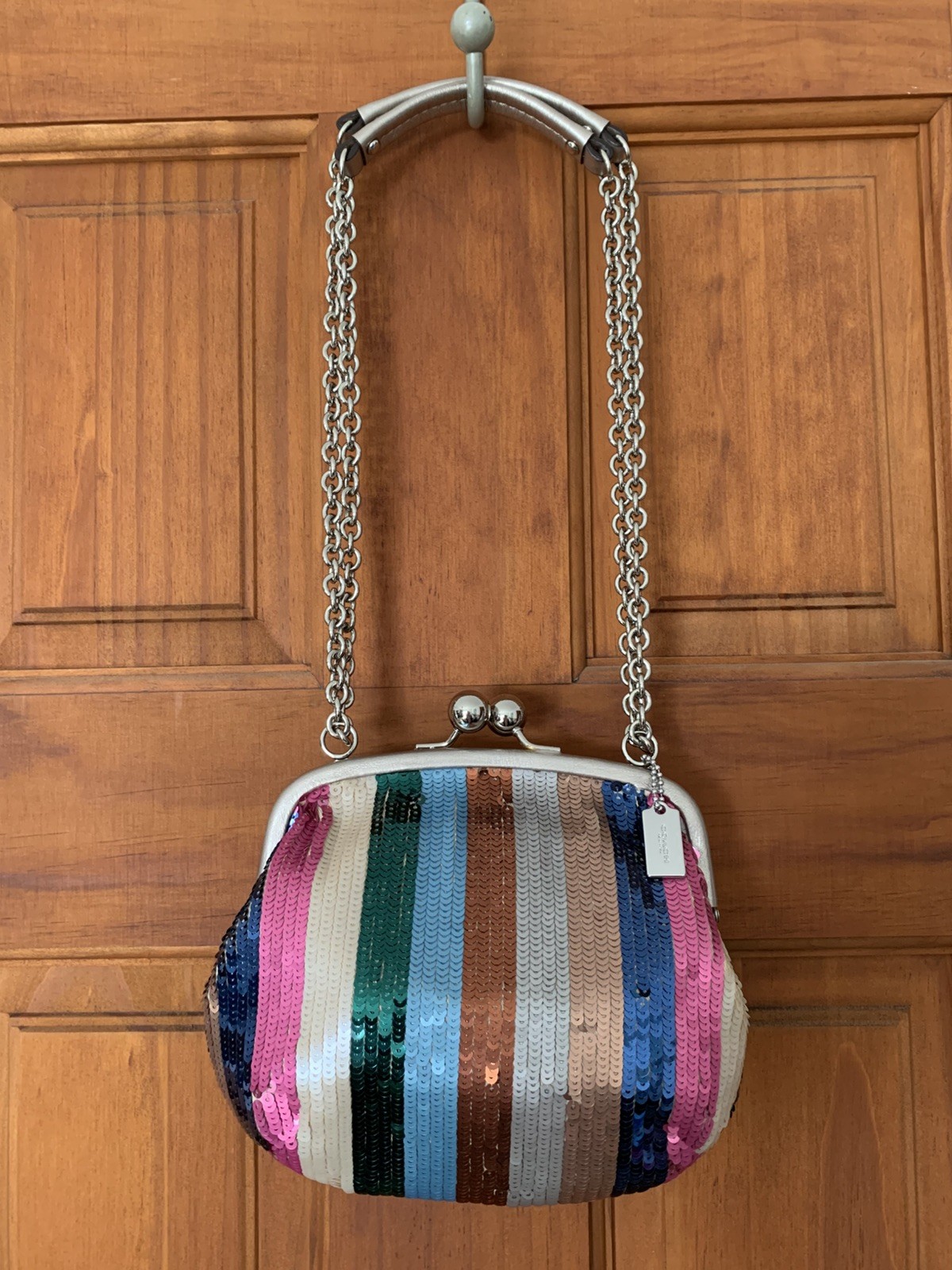 Super Rare Coach 21216 Poppy Sequin Legacy Stripe Bag Winter 2012 collection