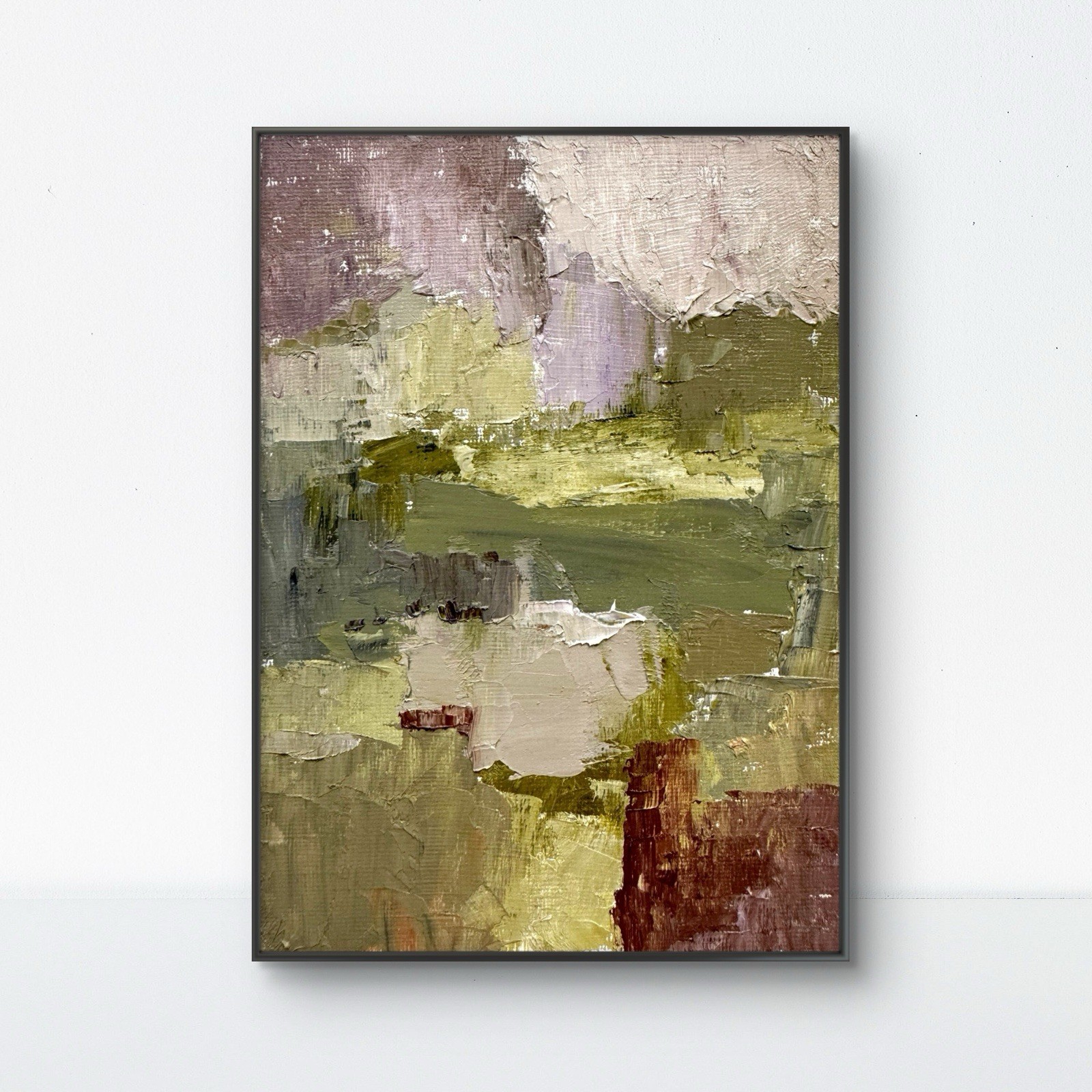 Terrain 5x7 Green Abstract Original Oil Painting Home Decor