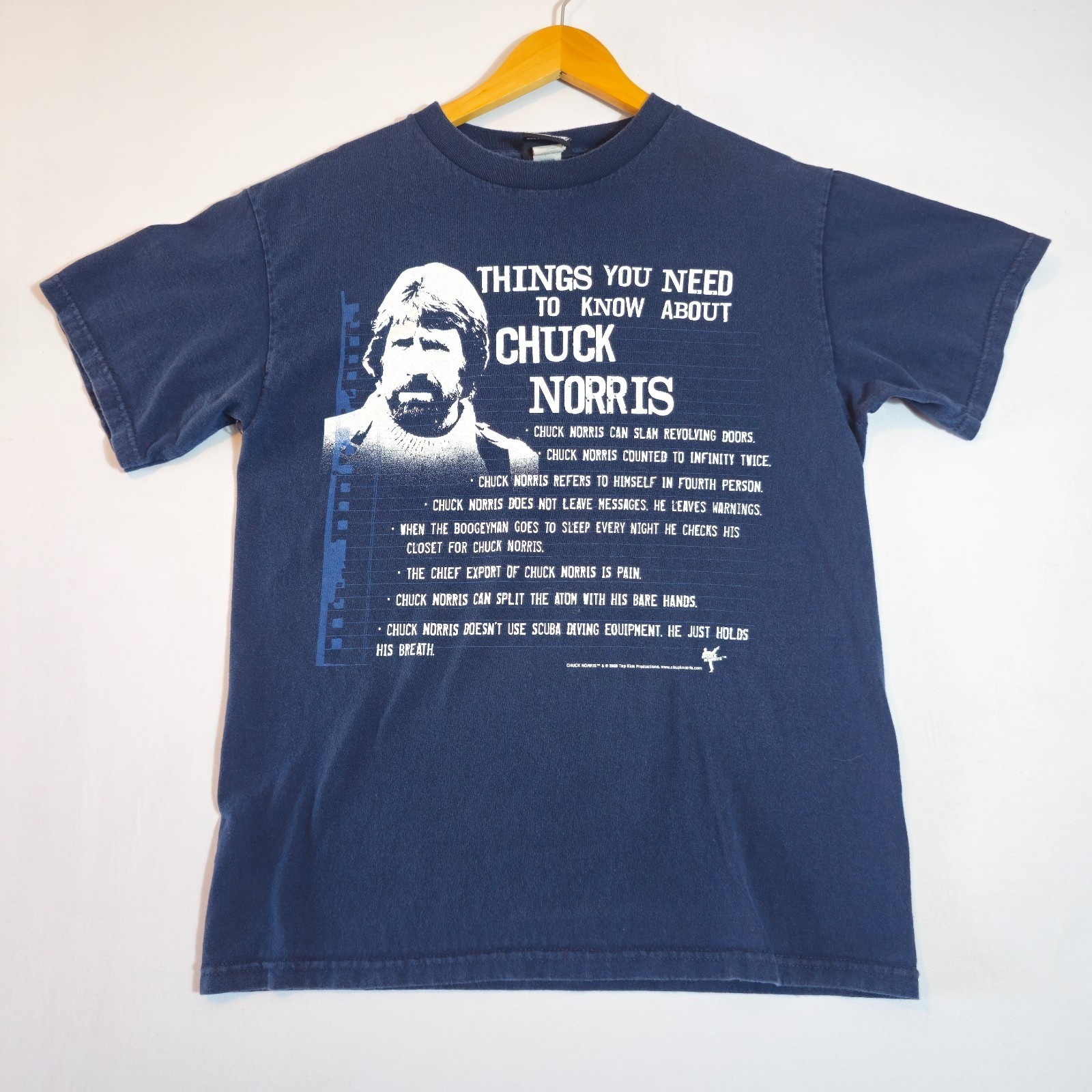 Vintage 2008 Chuck Norris Facts Hybrid Tees T-Shirt Mens Navy Blue Graphic