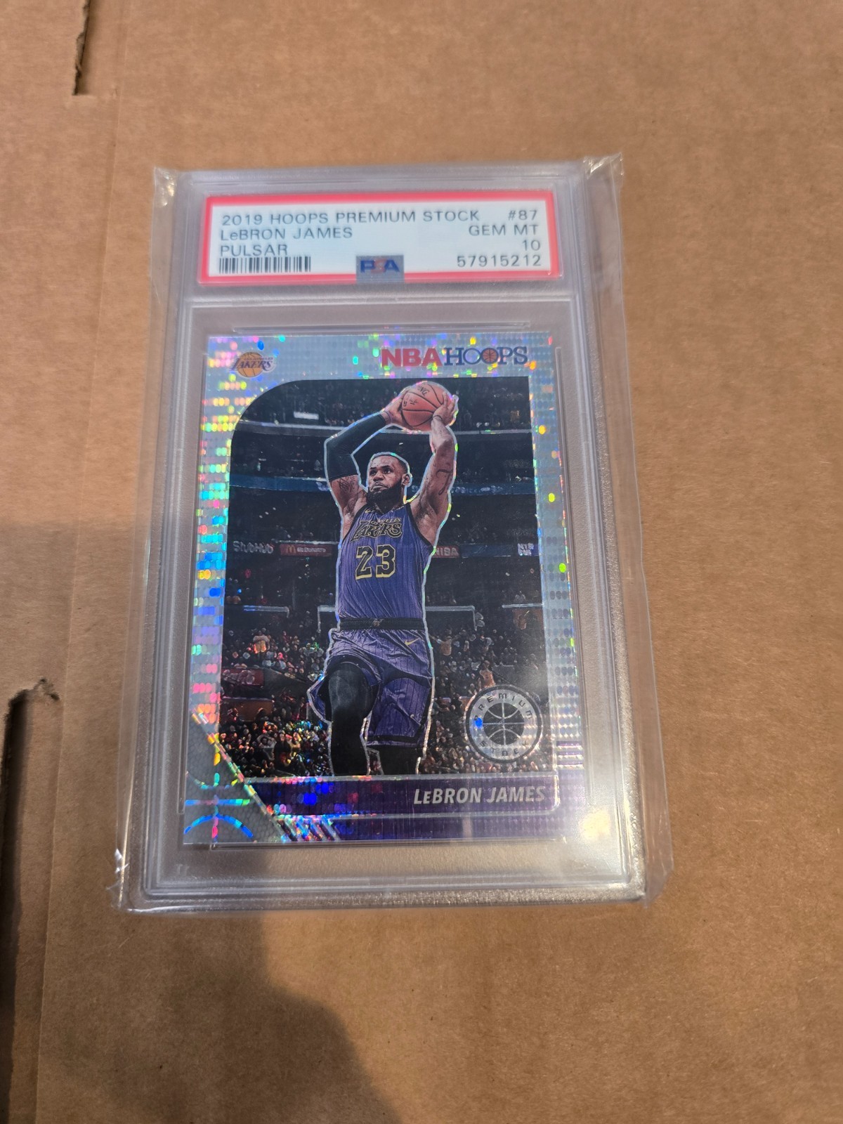 2019-20 Panini NBA Hoops Premium Stock - LeBron James #87 Pulsar - PSA 10