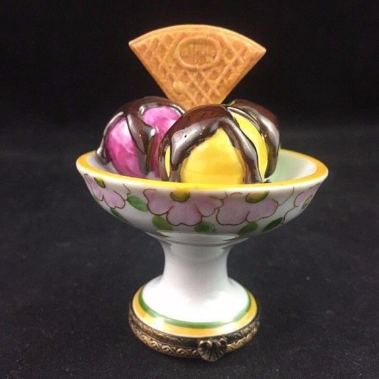 Atelier CHAMART Limoges France Porcelain ICE CREAM Dessert Trinket Box Atelier CHAMART Limoges France Porcelain ICE CREAM Dessert Trinket Box