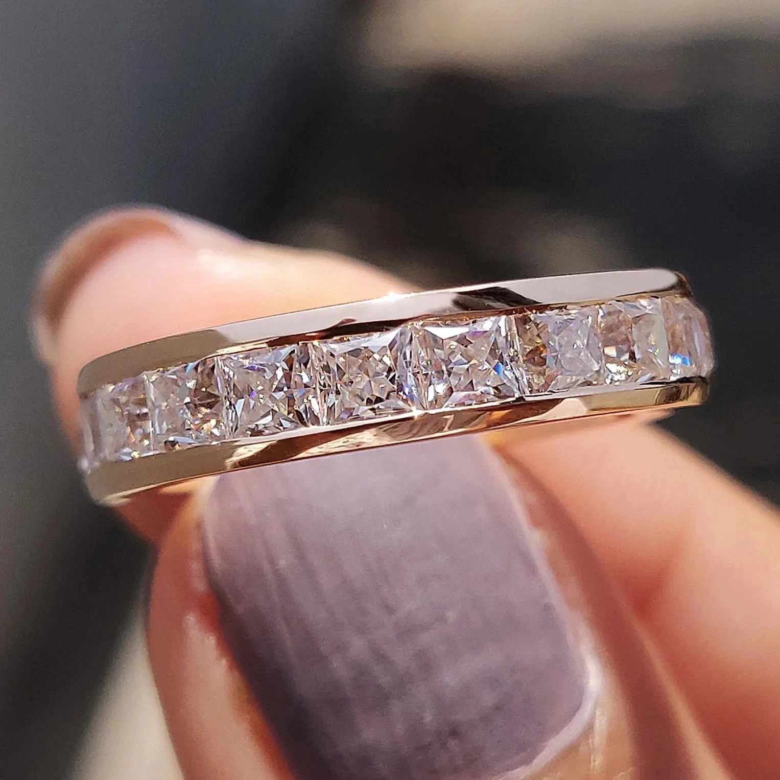 1.80Ct Princess Cut Natural Diamond Half Channel Set Band 14K Real Yellow Gold 7 1.80Ct Princess Cut Natural Diamond Half Channel Set Band 14K Real Yellow Gold 7