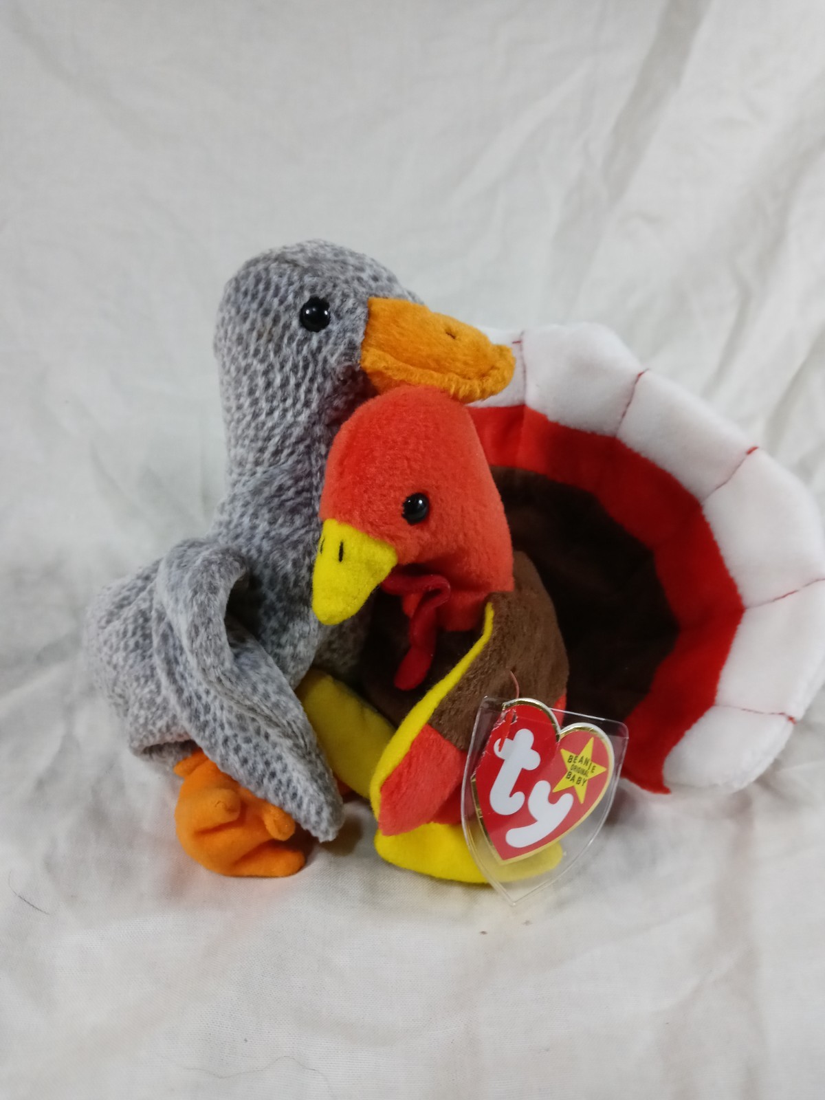 Ty Vintage Beanie Babies Collection Rare 1999' Honks/ 1996' Gobbles Plush w Tags