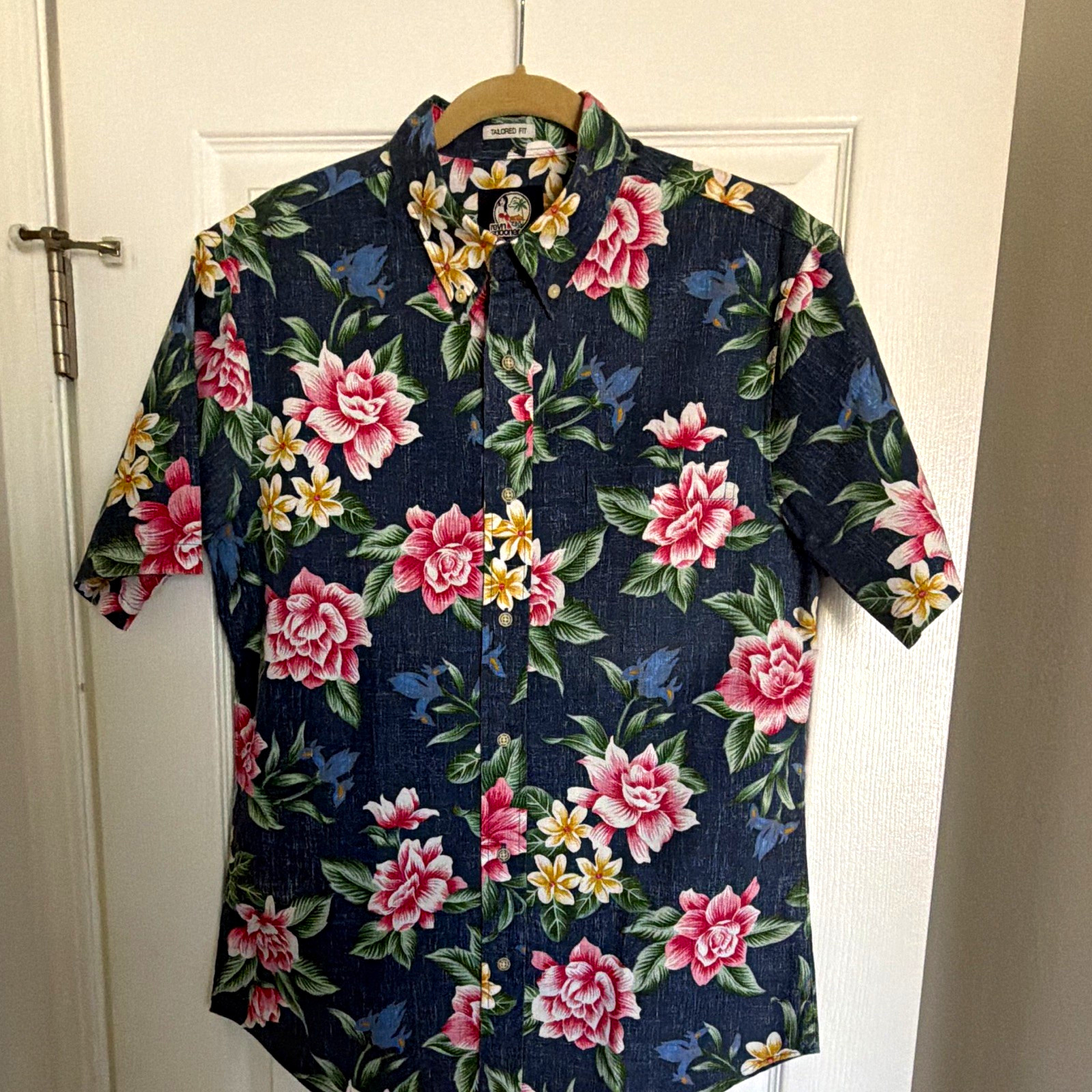 Reyn Spooner Tailored Fit Button-Down Short Sleeve Floral Cotton Shirt M