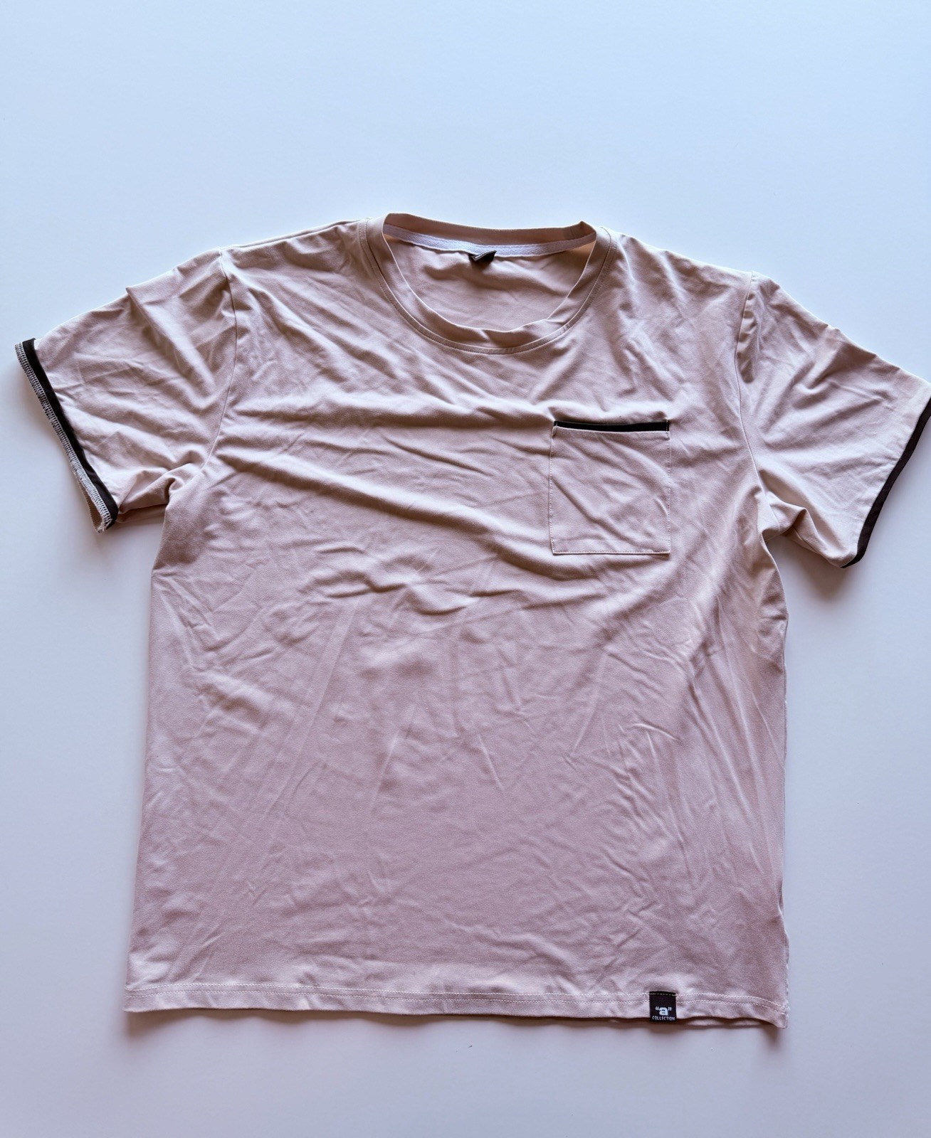 Shein Men\'s Manfinity Homme Contrast Trim High Low Hem Tee AR8 Beige Medium
