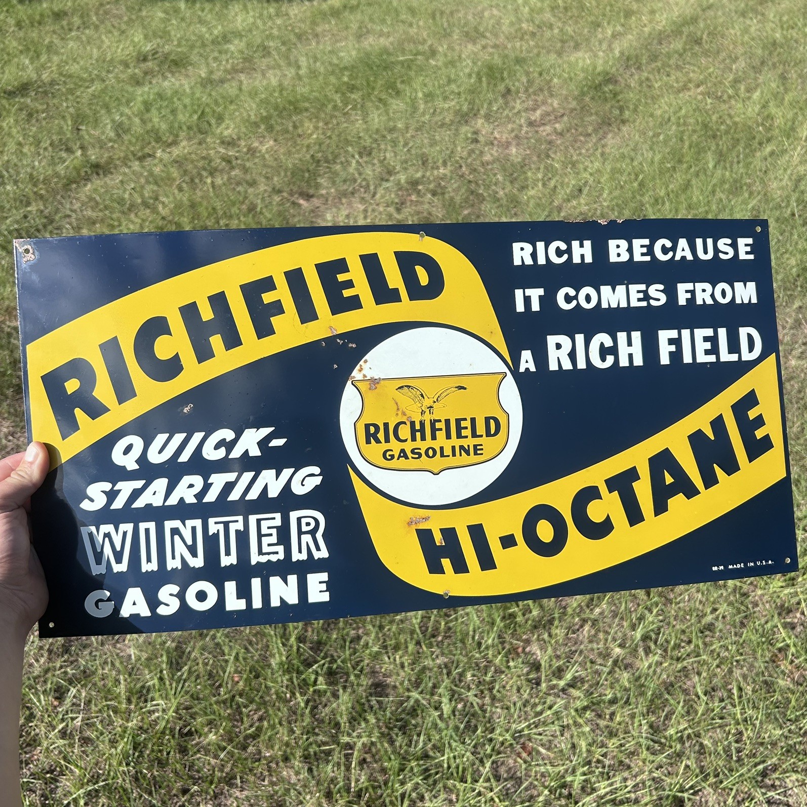 Vintage Richfield High Octane Gasoline Metal Sign Vintage Richfield High Octane Gasoline Metal Sign