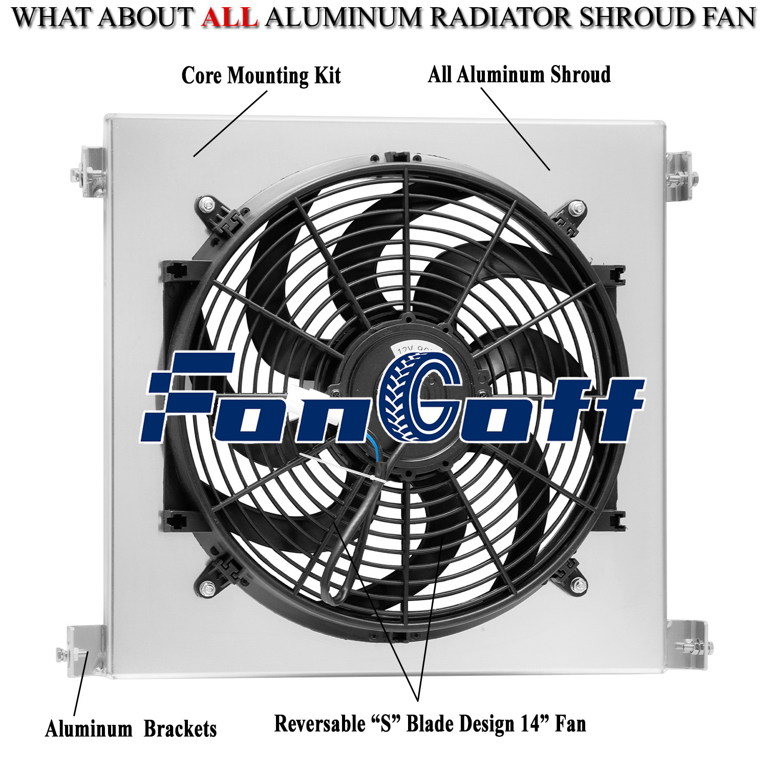 Aluminum Shroud Electric Fan For Ford Hi-Boy Hot Rod Ford V8 1930 1931 1932 US