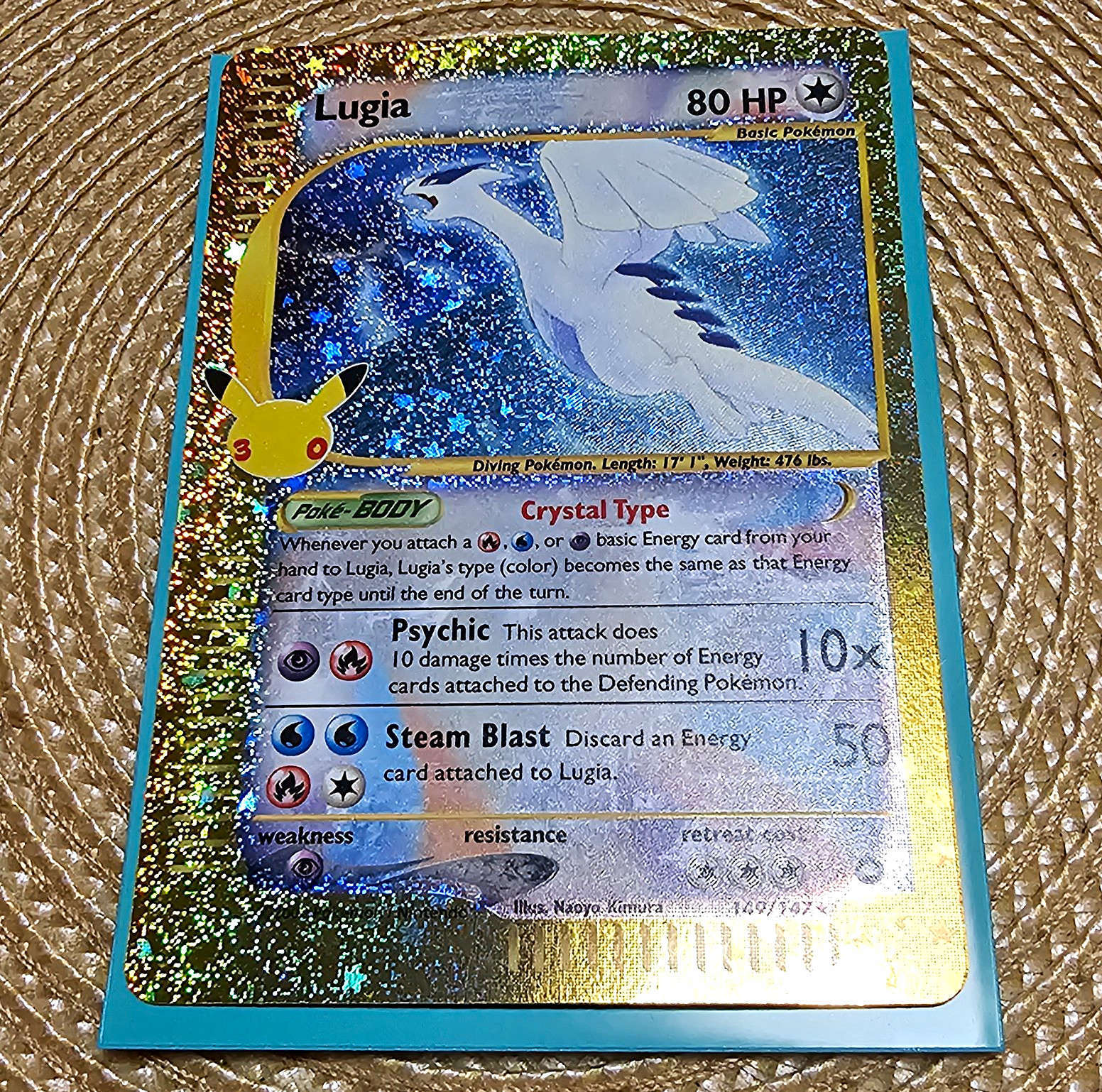 Pokémon TCG : Lugia Crystal Type 149/147 Gold Holo  – 30th Anniversary