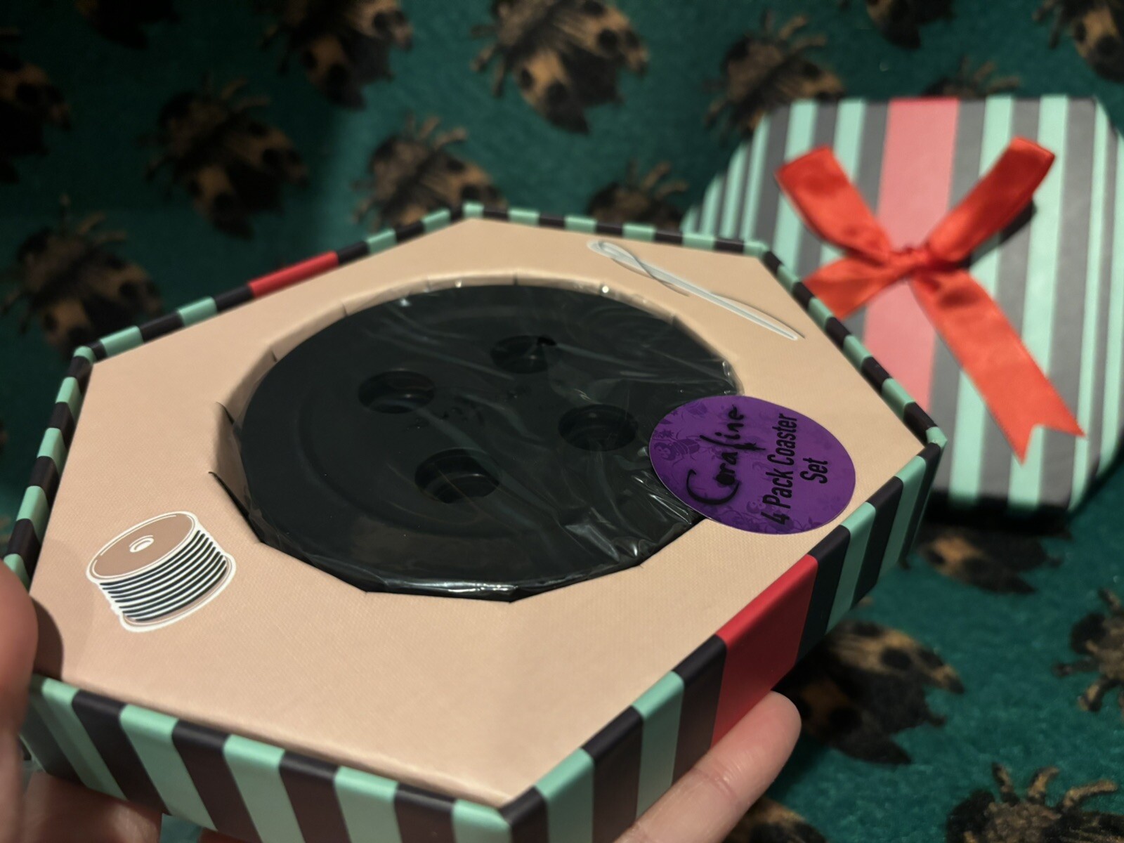 Laika Coraline Button Coaster Set Keepsake Box 2024 4 Silicone Coasters New Seal