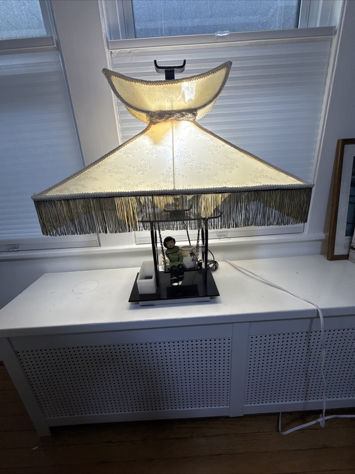 Vintage 1950s Moss Lamp Hedi Schoop Asian Figure W/Original Shade/Finial. RARE Vintage 1950s Moss Lamp Hedi Schoop Asian Figure W/Original Shade/Finial. RARE
