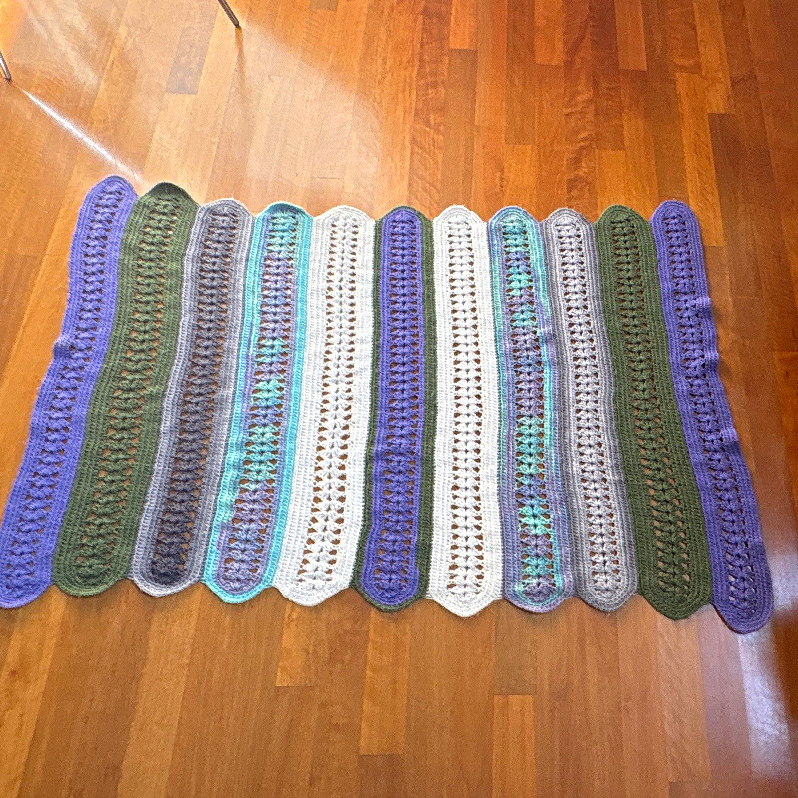 Handmade Crocheted Reversible Striped Multicolor Area Rug 38x55 Handmade Crocheted Reversible Striped Multicolor Area Rug 38x55
