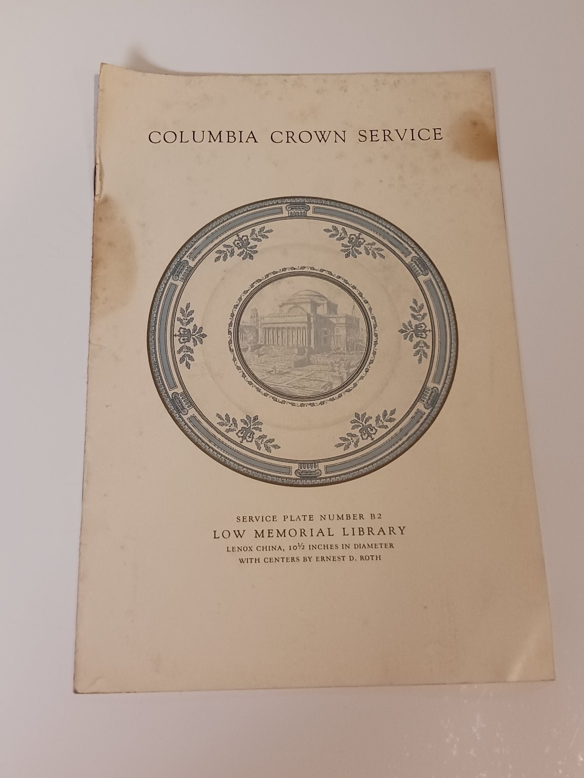 1930s Columbia University Crown Service Lenox China Plate Brochure Ephemera NYC
