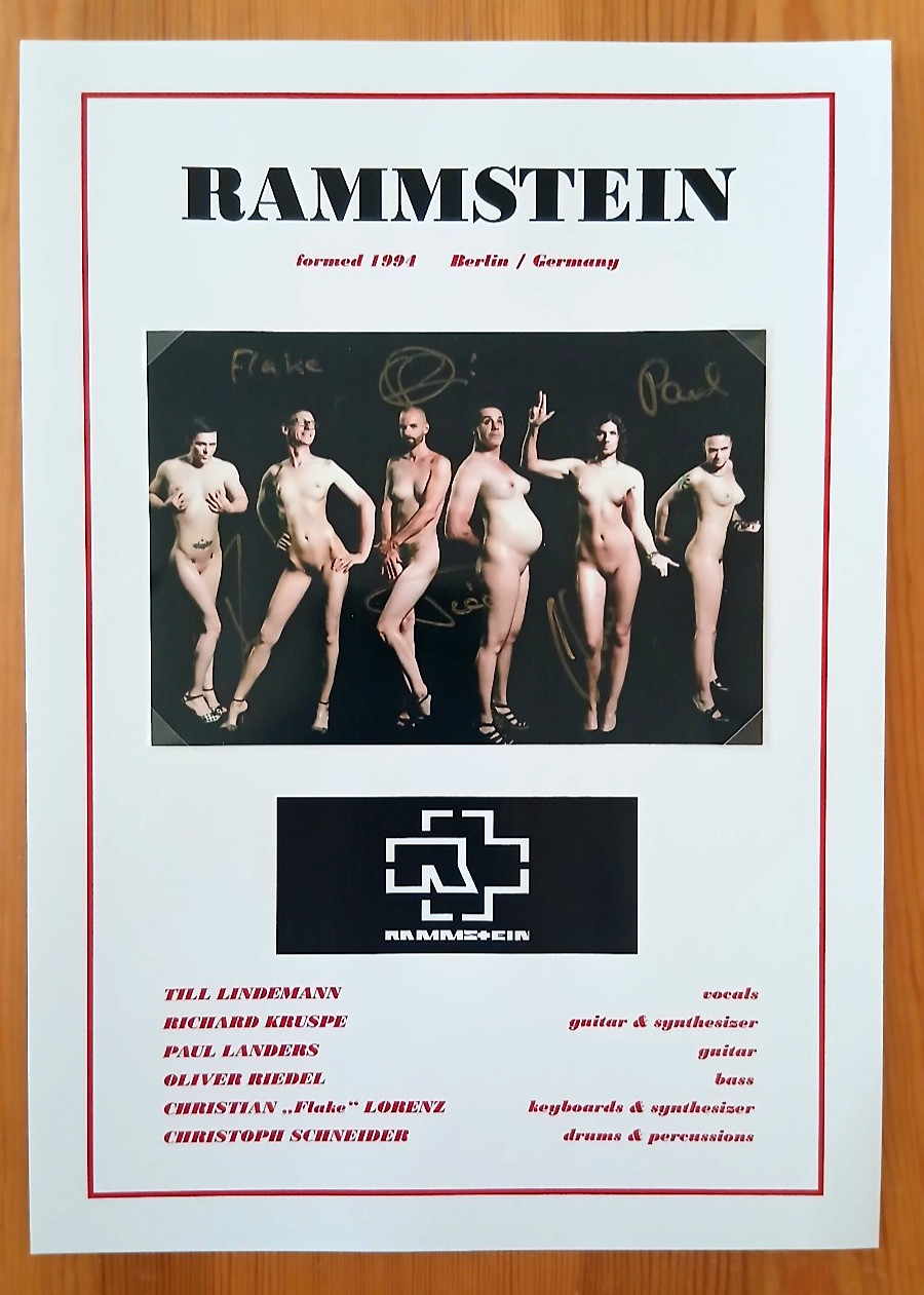 RAMMSTEIN original autographs full volume 10 x15 /20x30 signed by all members RARE