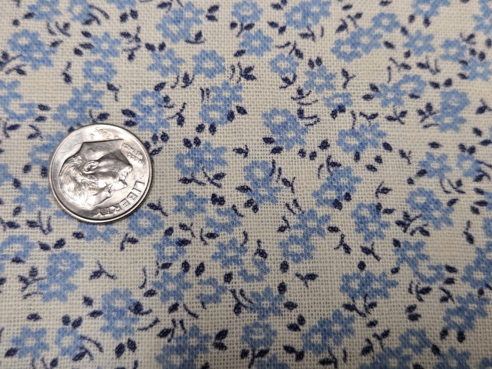 BEST Vintage Feedsack Flour Sack Fabric 1940s Tiny Blue Floral Remnant Quilt