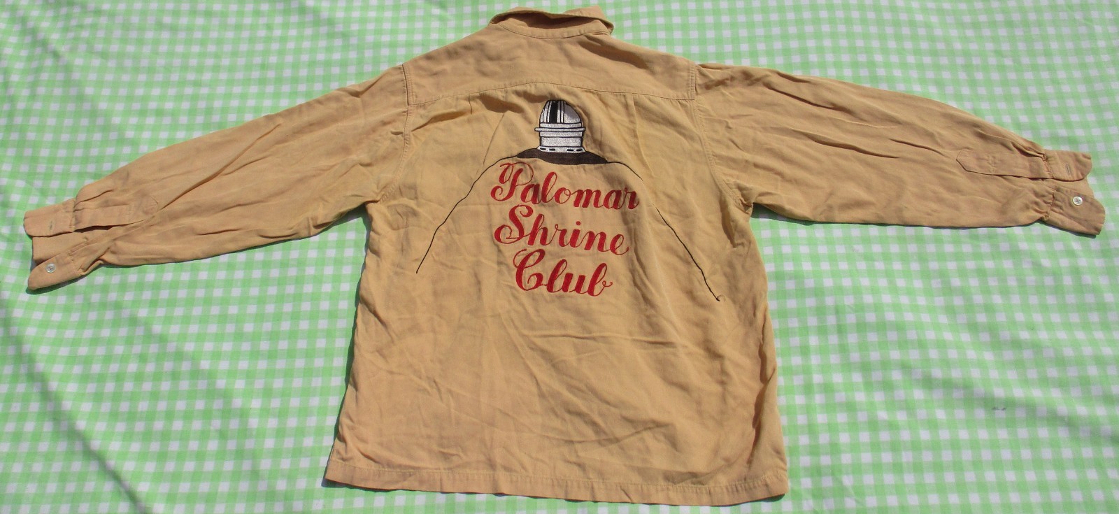 VTG 50s Creveling Rayon Palomar Shrine Club Chain Stitched Loop Collar Shirt L