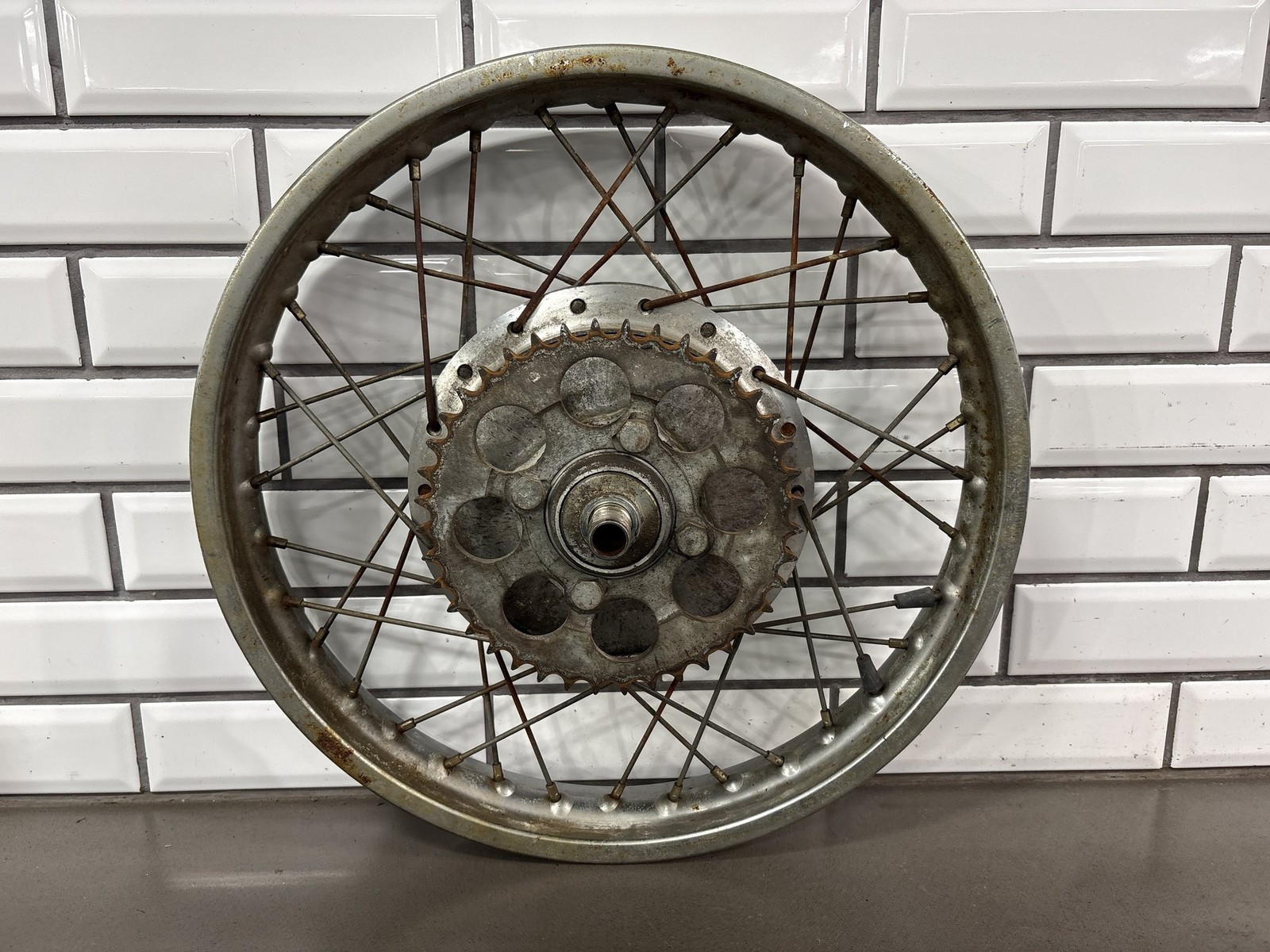 1973-1975 Yamaha RD350 Rear Wheel/Rim Assembly OEM Straight 18\
