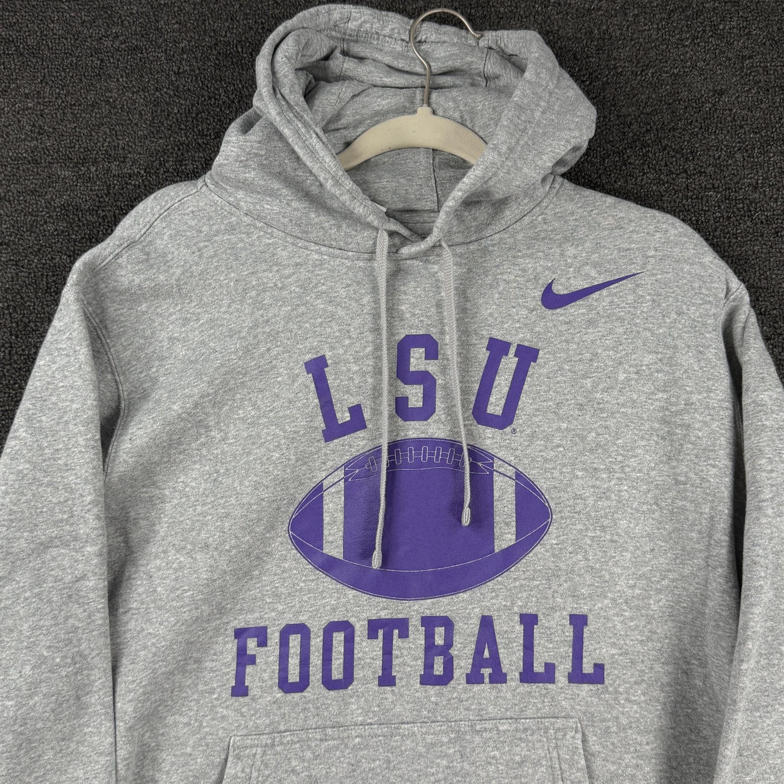 LSU Tigers Football Sweatshirt Mens Large Gray Nike Pullover Hoodie NCAA