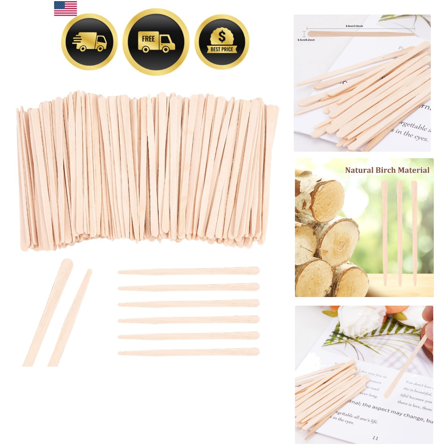 1200Pcs Eyebrow Wax Sticks Wood Waxing Sticks Wax Spatula Applicator for Body...