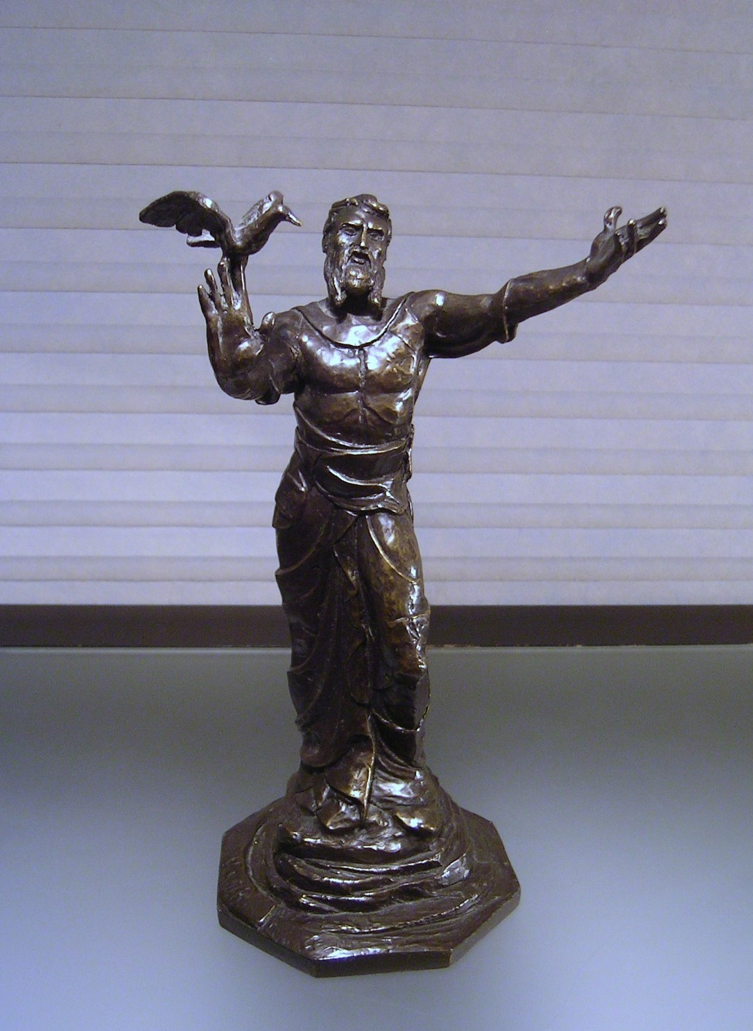 Vintage Noah with Dove Bronze Sculpture by Yiannis Koutsis