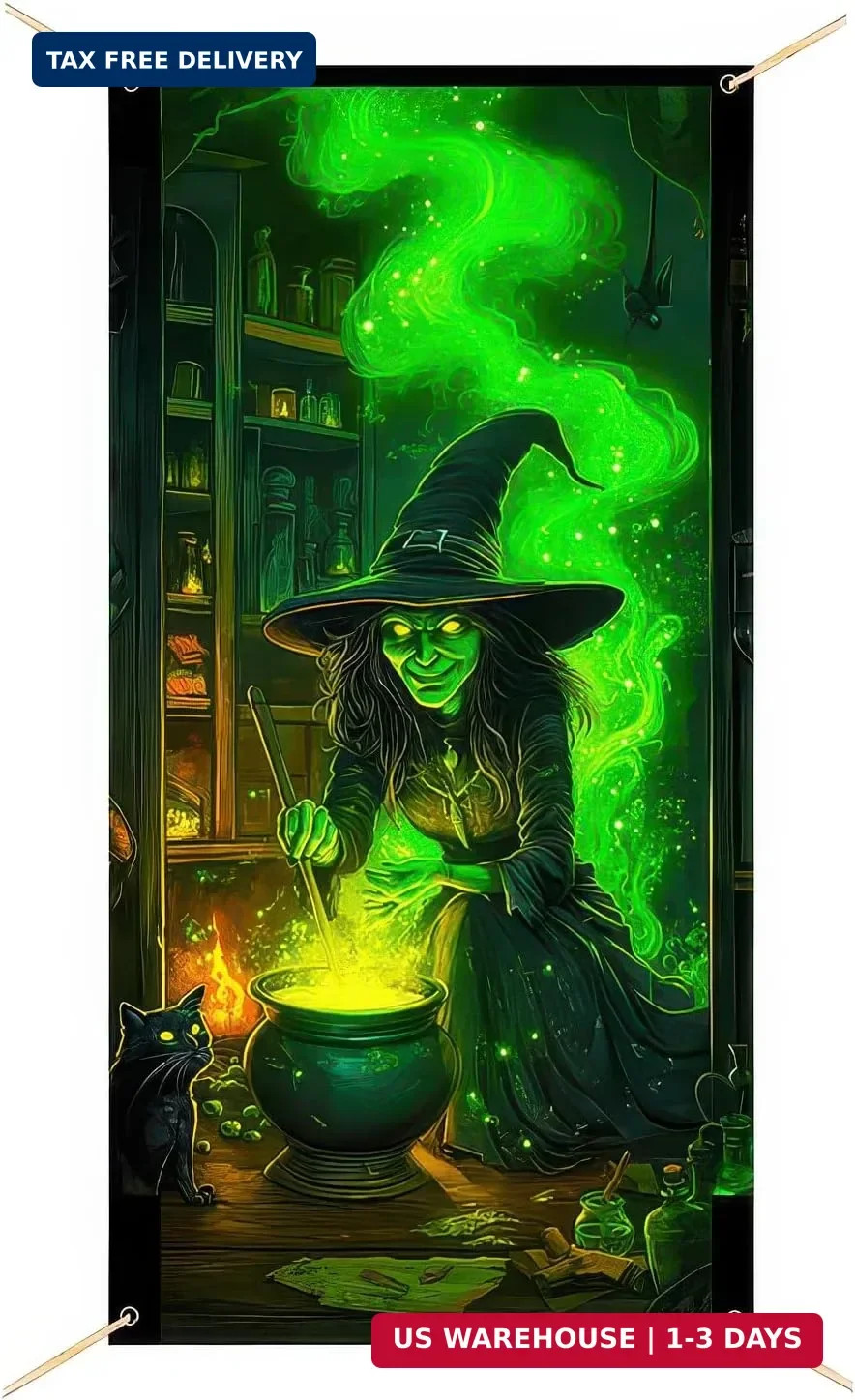 BlissYard Halloween Door Cover Witch Potion Room 71 x 35 Inch
