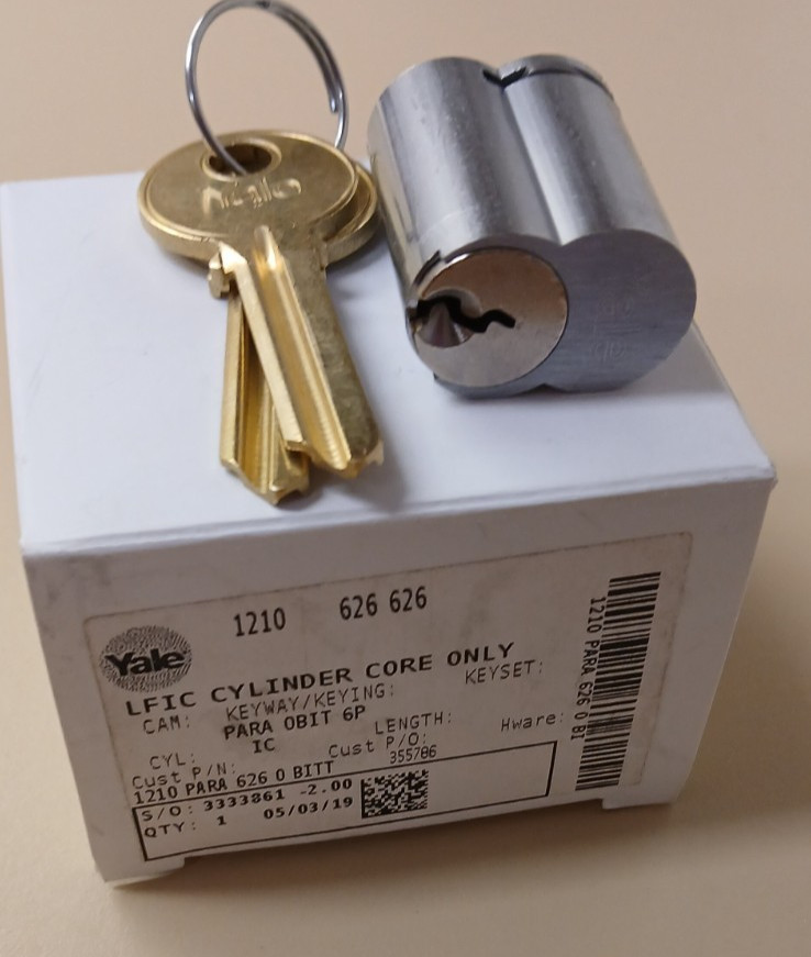 Yale Accentra 1210-6-Para-626 LFIC Cylinder Core, Brushed Chrome, 0Bit