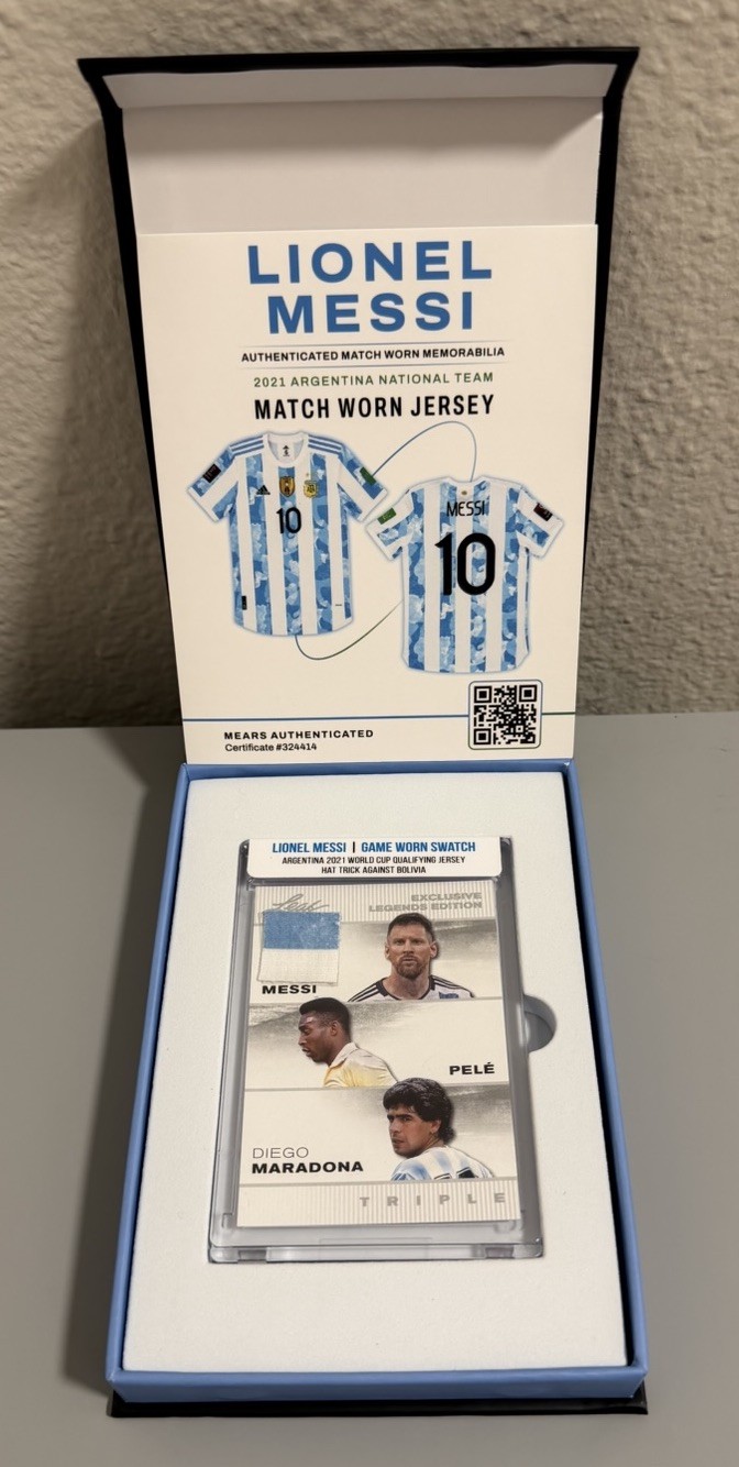 Messi Match Worn Jersey Swatch 2021 Hat Trick Argentina Bolivia MEARS Authentic