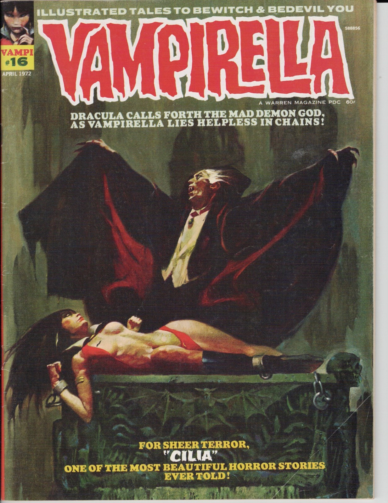 1972 VAMPIRELLA #16 Warren Comic Magazine First Full Dracula Cover 1972 VAMPIRELLA #16 Warren Comic Magazine First Full Dracula Cover