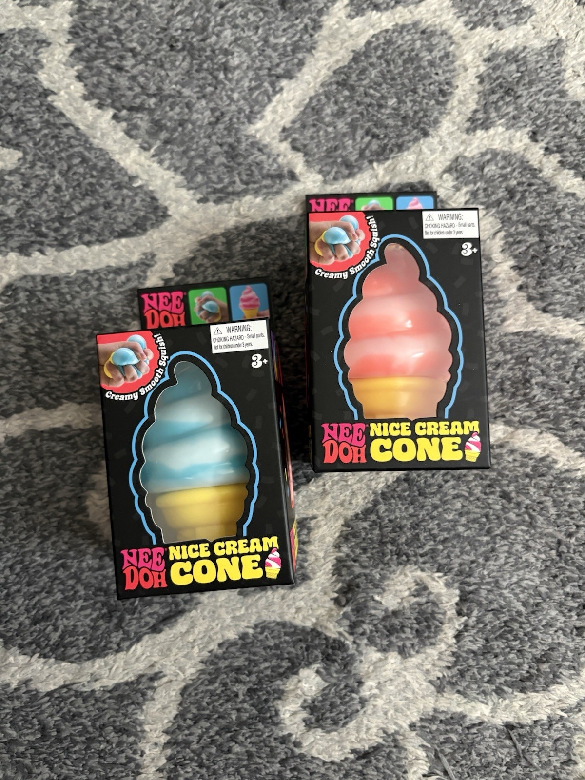 ORANGE AND BLUE NeeDoh NICE CREAM CONE Squishy Toy 2026 NEE DOH Stress Ball NEW