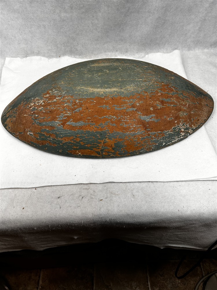antique wooden bowl carved oval trencher 23x13.5x4.45 green paint 1800 original 