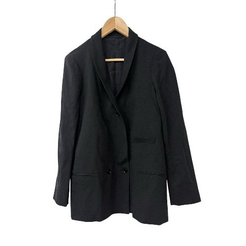 CHRISTOPHE LEMAIRE black virgin wool cotton shawl collar crop blazer 38