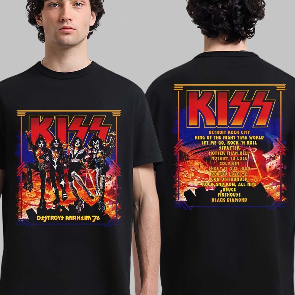 Kiss Destroys Anaheim 76 Vintage Concert Band Album Graphic T-Shirt
