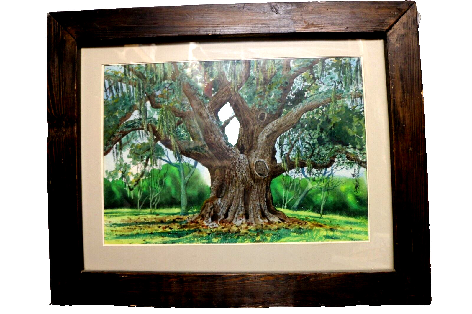 Dick Bunner Secretary Oak Biloxi Miss. Original Watercolor and Pen framed 30 x24