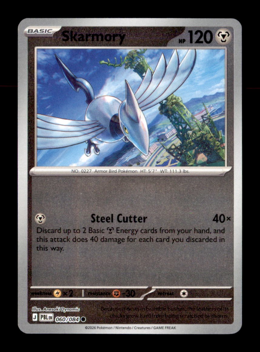 Skarmory 060/084 Common Pitch Black Pokemon Reverse Holo Near Mint